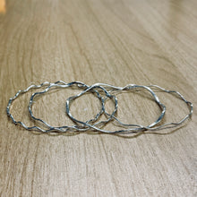 Load image into Gallery viewer, Handcrafted Sterling Silver Wire Bangle Set – Set of 3 | Customizable with Charms