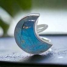 Load image into Gallery viewer, Custom Moon Labradorite Ring | Sterling Silver