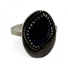 Load image into Gallery viewer, Enchanted Forest: Handcrafted Sterling Silver Leaf Etched Amethyst ring