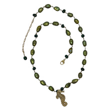 Load image into Gallery viewer, 14k Gold-Filled Necklace with Freshwater Pearls & Seahorse Charm - Handcrafted Elegance