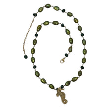 Load image into Gallery viewer, 14k Gold-Filled Necklace with Freshwater Pearls & Seahorse Charm - Handcrafted Elegance