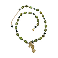 Load image into Gallery viewer, 14k Gold-Filled Necklace with Freshwater Pearls & Seahorse Charm - Handcrafted Elegance