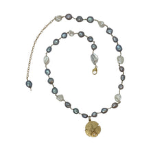 Load image into Gallery viewer, 14k Gold-Filled Necklace with Freshwater Pearls & Sand Dollar Charm - Handcrafted Coastal Elegance