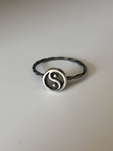 Load image into Gallery viewer, Yin/Yang Stacking Ring. Sterling silver stacker jewelry mix and match. Positive negative energy peace yoga jewelry.