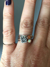 Load image into Gallery viewer, LOVE Stacking Ring. Sterling silver stacker jewelry mix and match. Peace love hippie sweetheart jewelry.