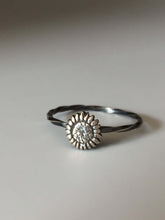 Load image into Gallery viewer, Sunflower Stacking Ring. Sterling silver stacker jewelry mix and match. Hippie flower child jewelry.