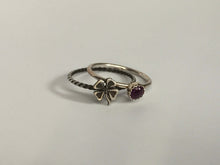 Load image into Gallery viewer, Four Leaf Clover Stacking Ring. Sterling silver stacker jewelry mix and match. Lucky charms clover jewelry.
