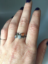 Load image into Gallery viewer, Sunflower Stacking Ring. Sterling silver stacker jewelry mix and match. Hippie flower child jewelry.