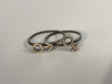 Load image into Gallery viewer, Male or Female Stacking Ring. Sterling silver stacker jewelry mix and match. Gender sex symbol jewelry.