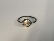Load image into Gallery viewer, Sea Shell Stacking Ring. Sterling silver stacker jewelry mix and match. Scalloped sea shell seashell ocean beach surfer jewelry.