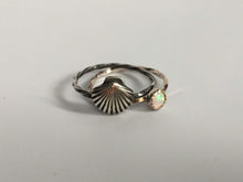 Load image into Gallery viewer, Sea Shell Stacking Ring. Sterling silver stacker jewelry mix and match. Scalloped sea shell seashell ocean beach surfer jewelry.