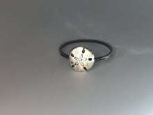 Load image into Gallery viewer, Sand Dollar Stacking Ring. Sterling silver stacker jewelry mix and match. Ocean sea creature environmental awareness jewelry.