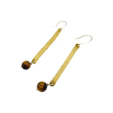 Load image into Gallery viewer, Tiger's eye mixed metal earrings