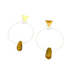 Load image into Gallery viewer, Handcrafted Tiger's Eye Earrings | Brass