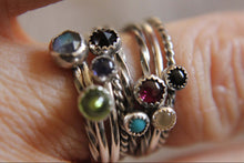 Load image into Gallery viewer, Set of 3 Stackable Rings Mix and Match Gemstones Sterling Silver