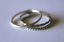 Load image into Gallery viewer, Set of 3 Textured Band Stackable Rings Mix and Match Sterling Silver