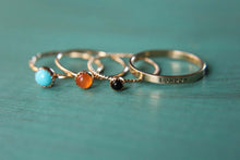 Load image into Gallery viewer, 3 solid 14k gold gemstone stacking rings and custom band set of 4 rings