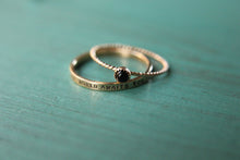 Load image into Gallery viewer, 14k solid gold ring custom stamped with your personalization. Personalized hand stamped 14k gold ring. Thin wedding band, thin gold ring.