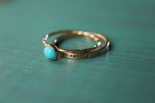 Load image into Gallery viewer, 14k solid gold ring custom stamped with your personalization. Personalized hand stamped 14k gold ring. Thin wedding band, thin gold ring.