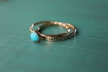 Load image into Gallery viewer, Stacking set 1 solid 14k gold gemstone band ring and 1 custom band memento personalized dainty and feminine