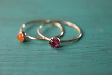 Load image into Gallery viewer, 1 solid 14k gold gemstone stacking ring. Gold gemstone engagement ring.