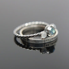 Load image into Gallery viewer, Triple gemstone stacking band. Three gemstones on a textured ring in sterling silver.
