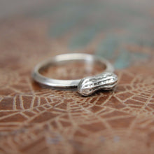 Load image into Gallery viewer, The Tiniest Peanut Mommy Ring. Sterling silver peanut stacking ring. Push present new mom gift. Expectant mother jewelry.