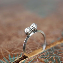 Load image into Gallery viewer, The Tiniest Peanut Mommy Ring. Sterling silver peanut stacking ring. Push present new mom gift. Expectant mother jewelry.