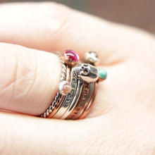 Load image into Gallery viewer, Dainty little skull stacking ring. Sterling silver skull ring. Sterling silver skull stacking ring.