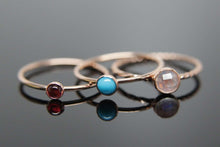 Load image into Gallery viewer, 14k rose gold gemstone stacking rings set. Custom band set of 4 rings gemstone stacking rings.