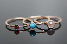 Load image into Gallery viewer, Choose your Gemstone. Single 14k rose gold stacking ring. Rose gold gemstone ring stacking ring. Dainty gemstone ring.