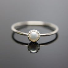 Load image into Gallery viewer, Choose your Gemstone. One 14k white gold gemstone stacking ring. Gemstone stacking band ring. White gold gemstone ring.