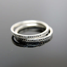Load image into Gallery viewer, One custom stamped hammered band in sterling silver. Sterling silver stamped band. Mommy ring Grandma ring