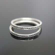 Load image into Gallery viewer, One custom stamped hammered band in sterling silver. Sterling silver stamped band. Mommy ring Grandma ring