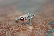 Load image into Gallery viewer, Ankh Key of Life Stacking Ring. Sterling silver Egyptian Ankh ring.