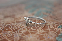 Load image into Gallery viewer, Delicate Little Dragonfly Stacking Ring. Sterling silver damselfly ring. Springtime insect ring.