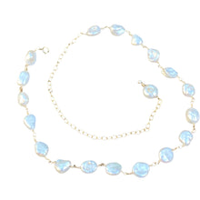 Load image into Gallery viewer, Ethereal Harmony: Handcrafted Labradorite and Pearl Gold-Filled Necklace