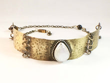 Load image into Gallery viewer, Stamped Choker with Moonstone | Brass