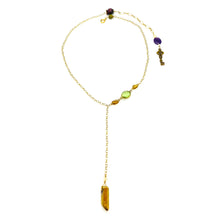 Load image into Gallery viewer, Luxurious Labradorite & Gold Quartz Asymmetrical Necklace
