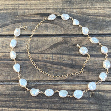 Load image into Gallery viewer, Ethereal Harmony: Handcrafted Labradorite and Pearl Gold-Filled Necklace