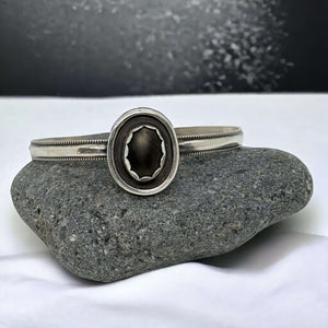 Elegance Defined: Handcrafted Sterling Silver Cuff with Black Onyx Stone