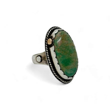 Load image into Gallery viewer, Harmony Fusion: Handcrafted Mixed Metal Turquoise Ring (Size 9 3/4)
