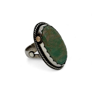 Harmony Fusion: Handcrafted Mixed Metal Turquoise Ring (Size 9 3/4)