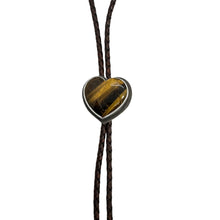 Load image into Gallery viewer, Tiger Eye Heart Shape Bolo Tie
