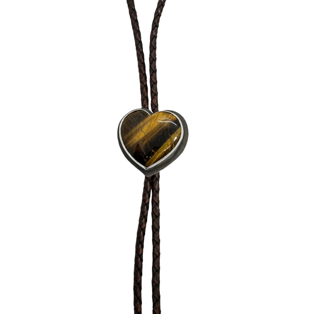 Tiger Eye Heart Shape Bolo Tie