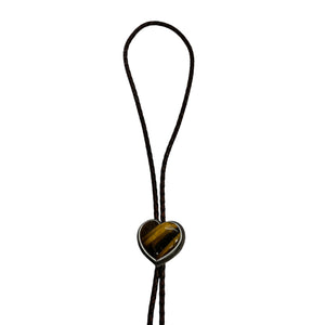 Tiger Eye Heart Shape Bolo Tie