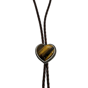 Tiger Eye Heart Shape Bolo Tie