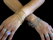 Load image into Gallery viewer, Handcrafted Sterling Silver Wire Bangle Set – Set of 3 | Customizable with Charms
