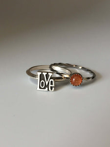 LOVE Stacking Ring. Sterling silver stacker jewelry mix and match. Peace love hippie sweetheart jewelry.