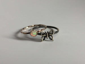 Butterfly Stacking Ring. Sterling silver stacker jewelry mix and match. Moth jewelry butterfly jewelry.